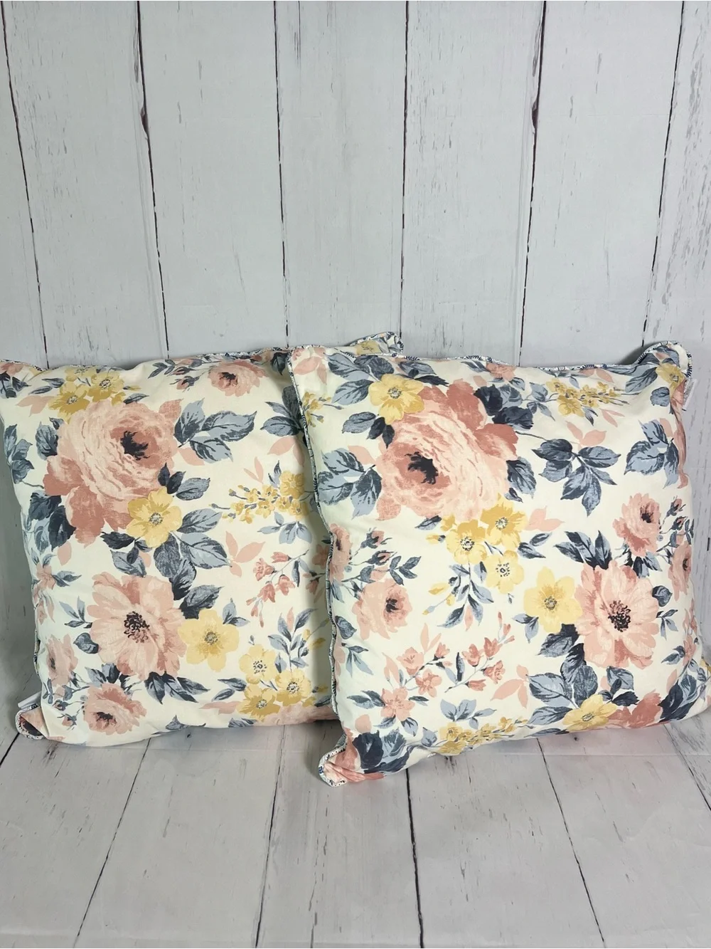 Studio D’Artisan Floral Medallion Reversible Throw Pillows Set of 2 Blush Blue